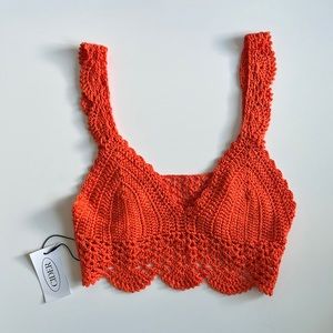 NWT Orange Crochet Bralette Top - Size S